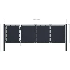 Online FinePRICE Puutarhaportti teräs 350x100cm umpinainen antrasiitti