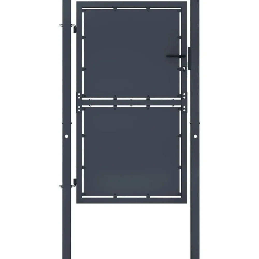 Hot FinePRICE Puutarhaportti teräs 100x175cm umpinainen antrasiitti