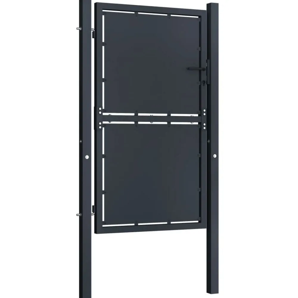 Hot FinePRICE Puutarhaportti teräs 100x175cm umpinainen antrasiitti