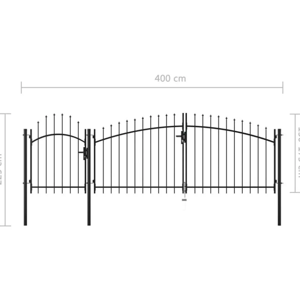 Sale FinePRICE Puutarhaportti teräs 2.25x4m musta
