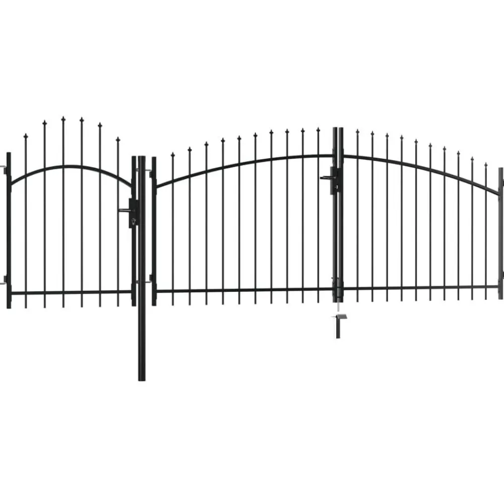 Sale FinePRICE Puutarhaportti teräs 2.25x4m musta