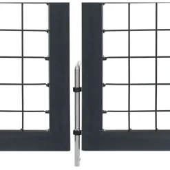 Outlet FinePRICE Puutarhaportti tolpilla teräs 350x100cm antrasiitti