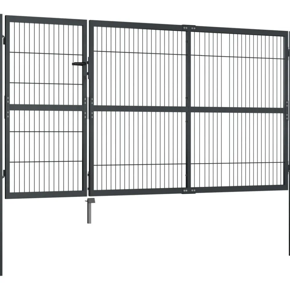 Discount FinePRICE Puutarhaportti tolpilla teräs 350x140cm antrasiitti