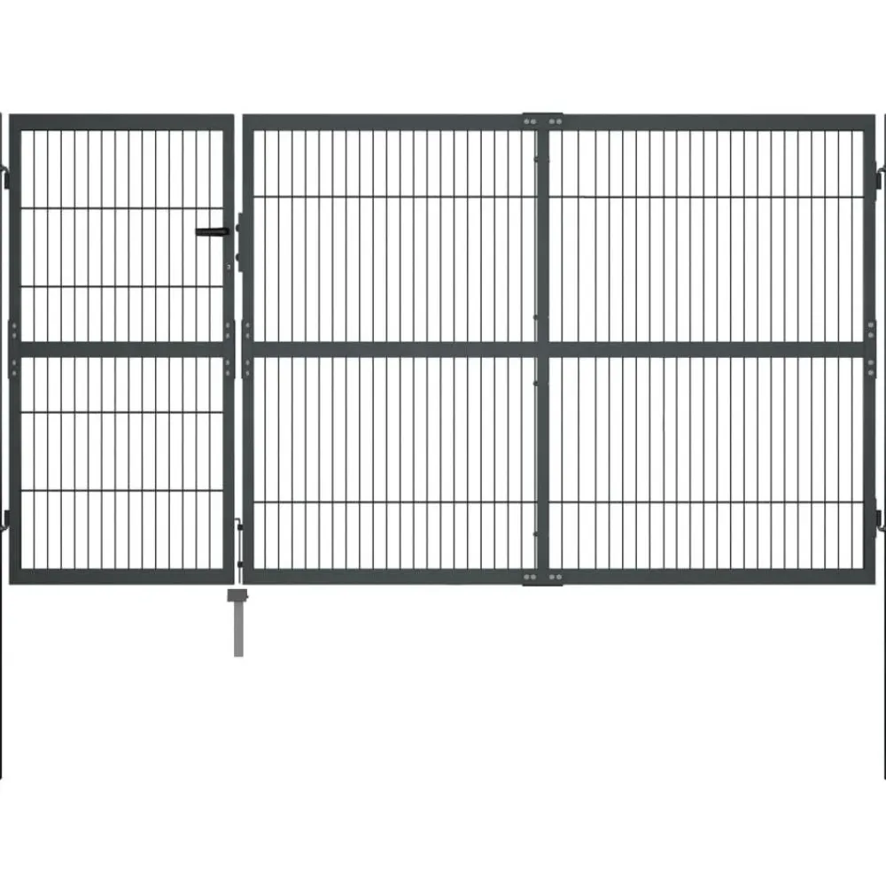 Discount FinePRICE Puutarhaportti tolpilla teräs 350x140cm antrasiitti