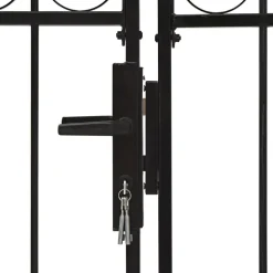 Online FinePRICE Puutarhaportti tuplaovilla kaareva yläosa teräs 300x125cm musta
