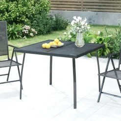 Discount FinePRICE Puutarhapöytä antrasiitti 50x50x72 cm teräsverkko