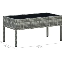 Discount FinePRICE Puutarhapöytä harmaa 75x40x37 cm polyrottinki