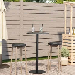 Online FinePRICE Puutarhapöytä pyöreä musta Ø60x105 cm teräs (09309)