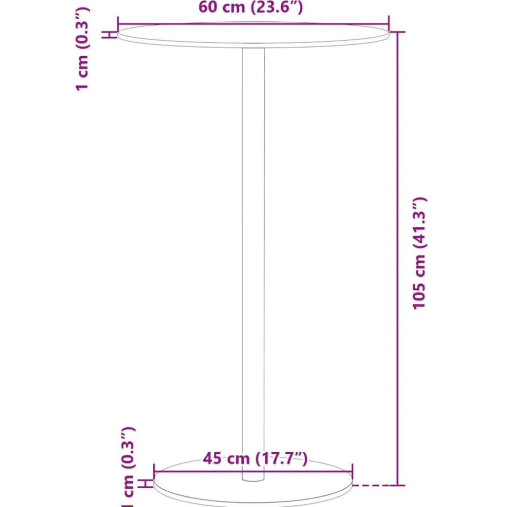 Online FinePRICE Puutarhapöytä pyöreä musta Ø60x105 cm teräs (09309)