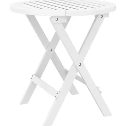 Outlet FinePRICE Puutarhapöytä taitettava valkoinen Ø 46 cm täysi akasiapuu (12117)