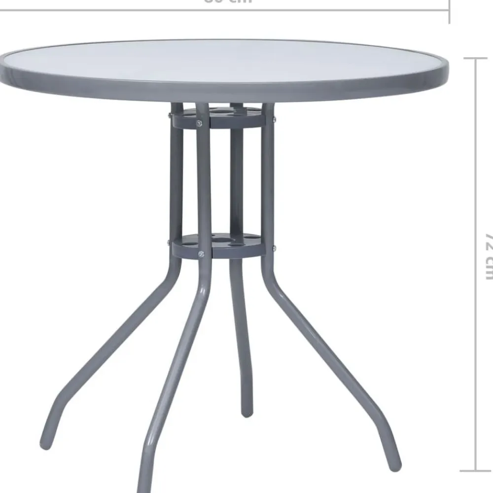 New FinePRICE Puutarhapöytä vaaleanharmaa 80 cm teräs ja lasi