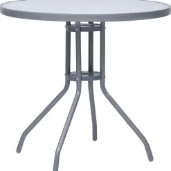 New FinePRICE Puutarhapöytä vaaleanharmaa 80 cm teräs ja lasi