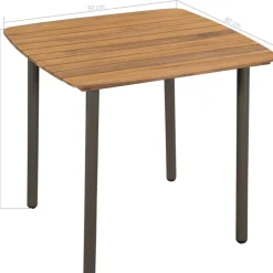 FinePRICE Puutarhapöytä 80x80x72 cm akaasiapuu ja teräs