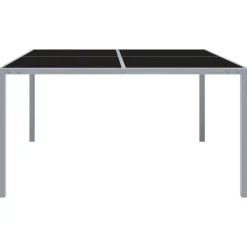 Clearance FinePRICE Puutarhapöytä 130x130x72 cm harmaa teräs ja lasi