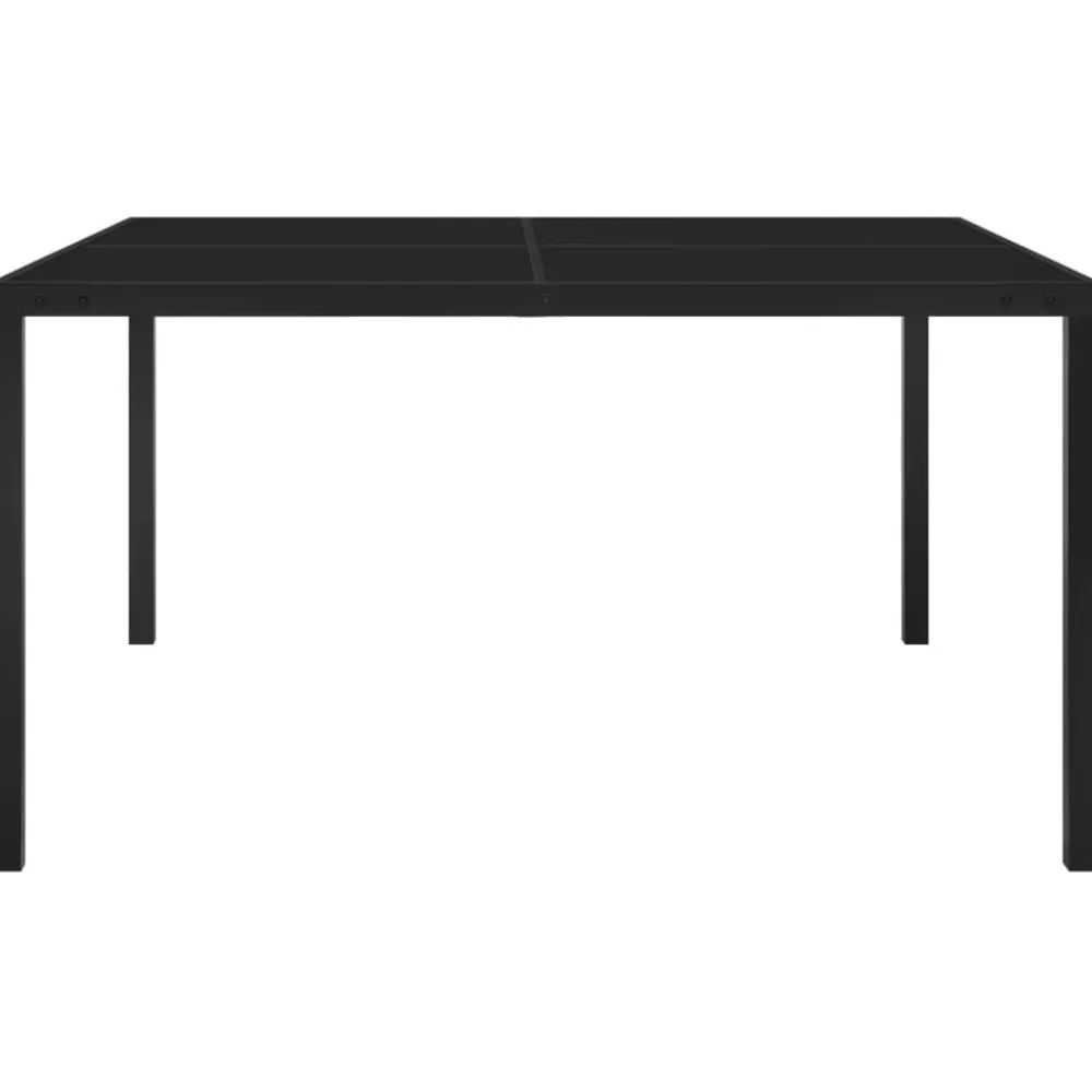 Outlet FinePRICE Puutarhapöytä 130x130x72 cm musta teräs ja lasi