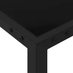 Outlet FinePRICE Puutarhapöytä 130x130x72 cm musta teräs ja lasi