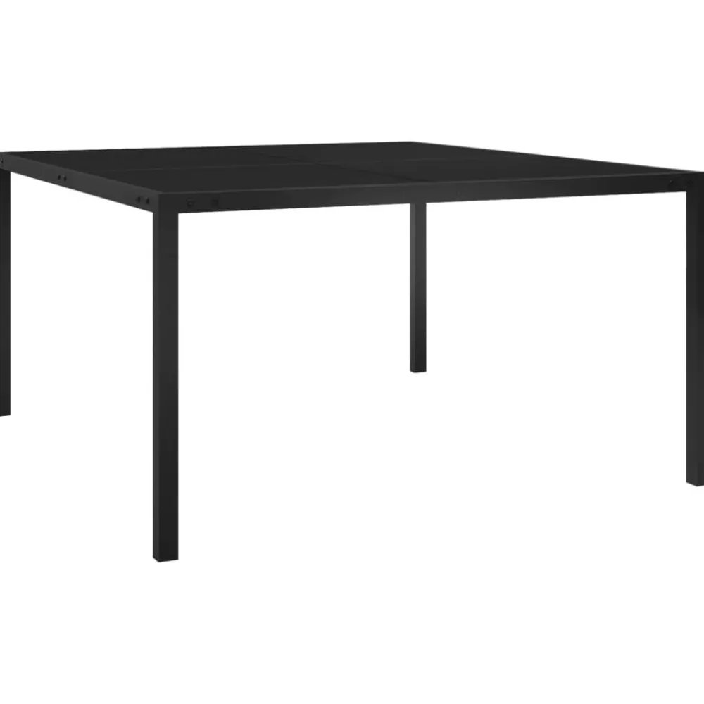 Outlet FinePRICE Puutarhapöytä 130x130x72 cm musta teräs ja lasi