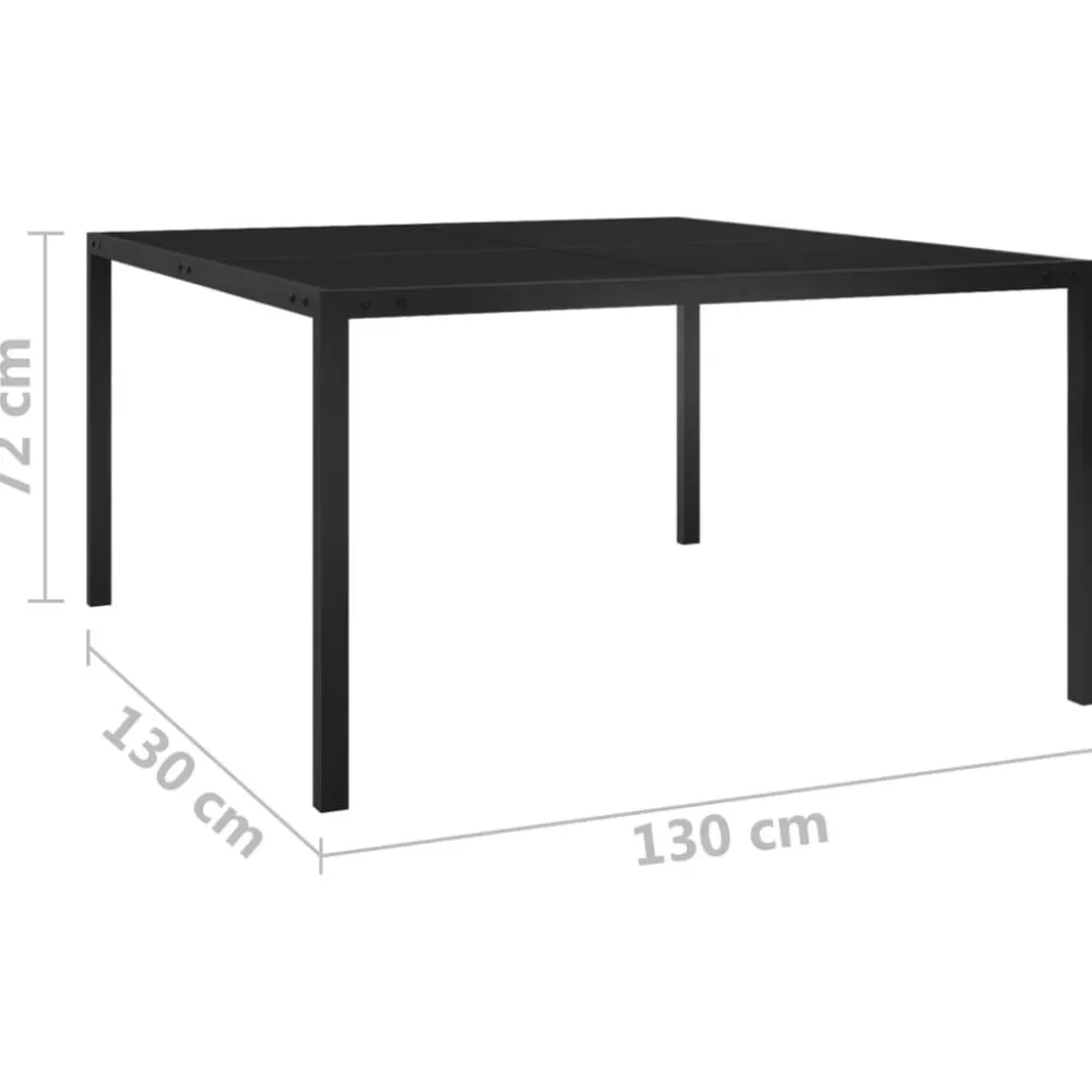 Outlet FinePRICE Puutarhapöytä 130x130x72 cm musta teräs ja lasi
