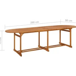 Outlet FinePRICE Puutarharuokapöytä 280x90x75 cm täysi akaasiapuu (15950)