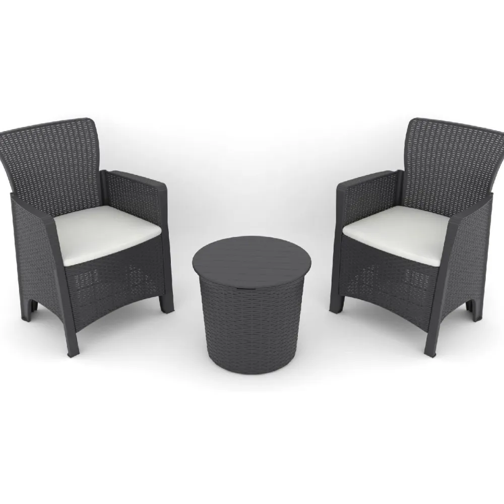 Sale Linento Garden Puutarhasetti Troya Balcony 2, 2 tuolia + pöytä, antrasiitti