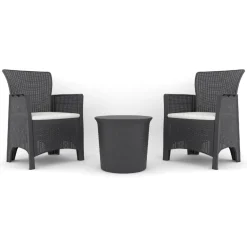 Sale Linento Garden Puutarhasetti Troya Balcony 2, 2 tuolia + pöytä, antrasiitti