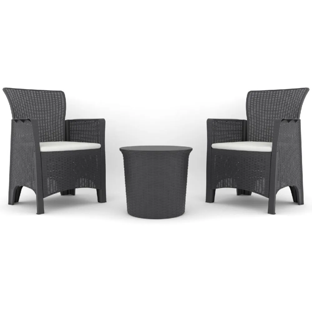 Sale Linento Garden Puutarhasetti Troya Balcony 2, 2 tuolia + pöytä, antrasiitti