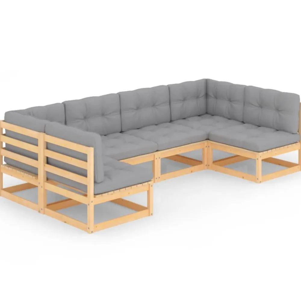 Clearance FinePRICE Puutarhasohvasarja, mänty, harmaa, 6 osaa
