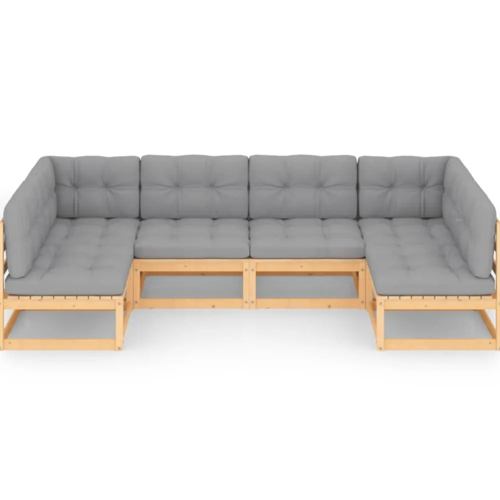 Clearance FinePRICE Puutarhasohvasarja, mänty, harmaa, 6 osaa
