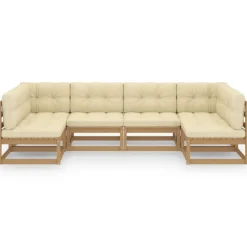 Clearance FinePRICE Puutarhasohvasarja, mänty, harmaa, 6 osaa