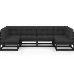 Clearance FinePRICE Puutarhasohvasarja, mänty, harmaa, 6 osaa