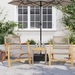 Hot FinePRICE Puutarhatuolit 2 kpl musta polyrottinki ja akasiapuu (65868)