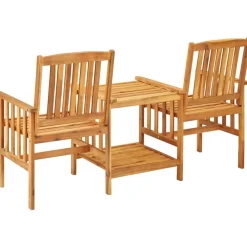 Online FinePRICE Puutarhatuolit teepöydällä 159x61x92 cm täysi akaasiapuu