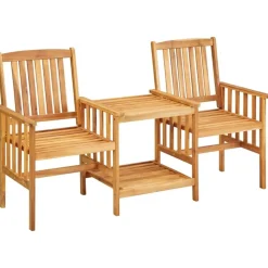 Online FinePRICE Puutarhatuolit teepöydällä 159x61x92 cm täysi akaasiapuu