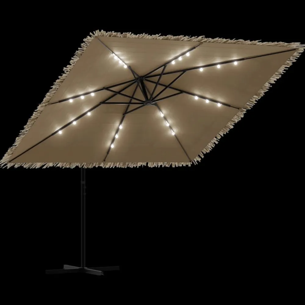 Sale FinePRICE Puutarhavarjo LED-valot ja terästanko ruskea 269x269x235 cm (05087)