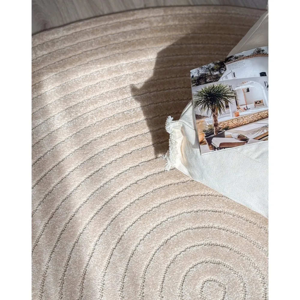 Clearance Benina Pyöreä matto Hawaii Circle, sisä- ja ulkokäyttöön, Ø200cm, pellava