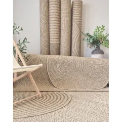 Clearance Benina Pyöreä matto Natural Circle, sisä- ja ulkokäyttöön, Ø120cm, ruskea