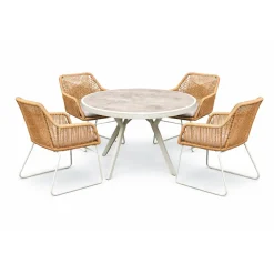 Online Baltic Garden Pyöreä ruokailuryhmä Palermo pöytä, Ø 130 cm, 4 kpl Seville-nojatuolia