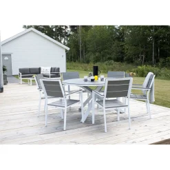 Clearance Venture Home Pyöreä ruokapöytä Copacabana 2, Ø140cm, harmaa/valkoinen