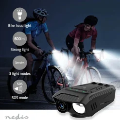 New Nedis Pyöräkamera valolla ja torvella CCAM100BK Full HD