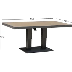 Sale Home4you Pöytä PARKER 150x90xK52-75 cm, harmaa