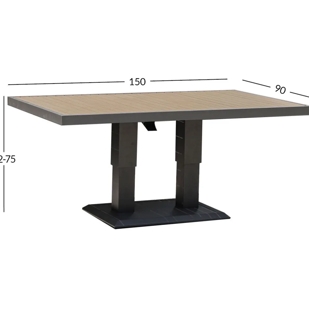 Sale Home4you Pöytä PARKER 150x90xK52-75 cm, harmaa