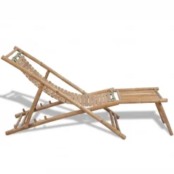 Best FinePRICE Rantatuoli jalkatuella 152x59x80 cm bambu