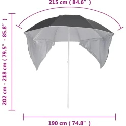 Outlet FinePRICE Rantavarjo sivuseinillä 215 cm antrasiitti