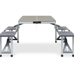 Clearance FinePRICE Retkipöytä neljällä istuimella, 67x67.5x85.5cm, teräs/alumiini