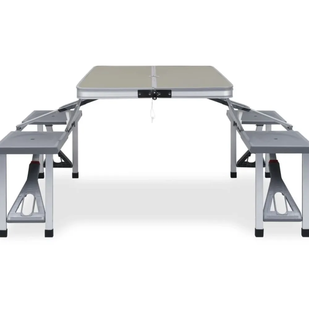 Clearance FinePRICE Retkipöytä neljällä istuimella, 67x67.5x85.5cm, teräs/alumiini