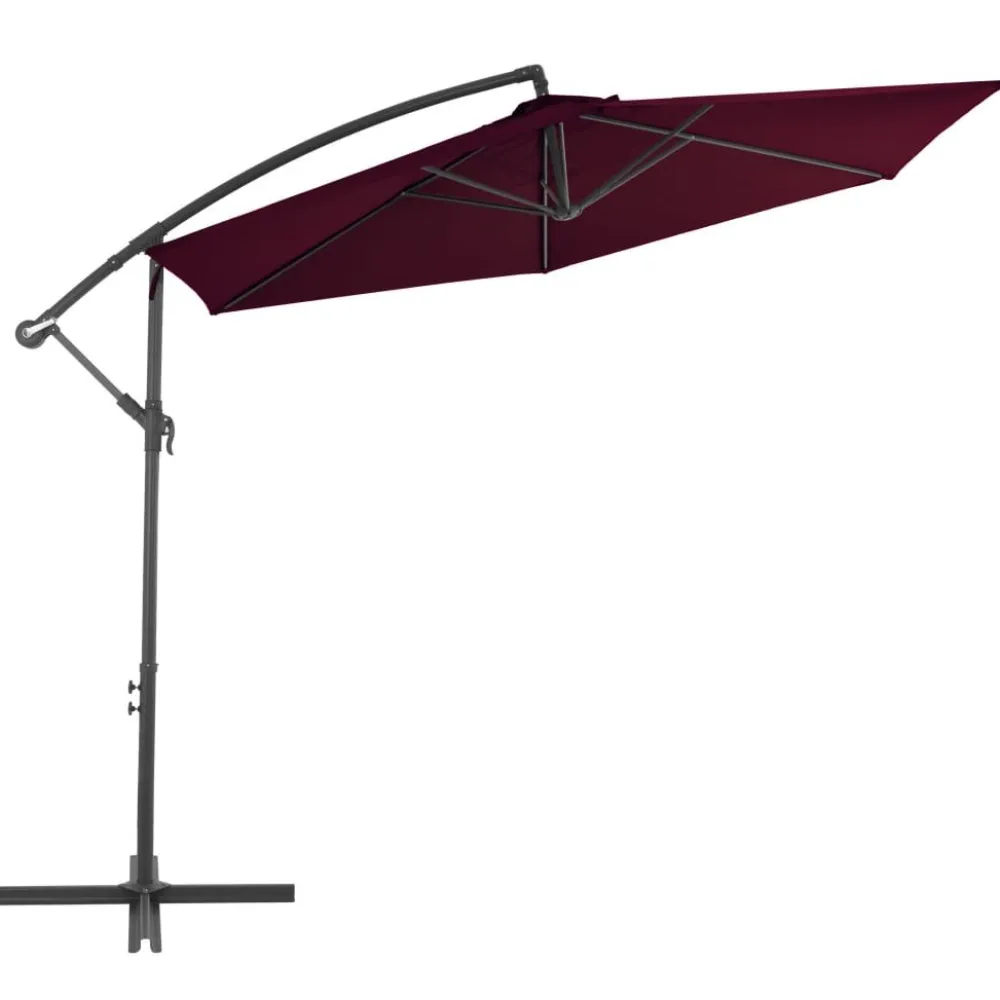 New FinePRICE Riippuva aurinkovarjo alumiinipylväällä 300 cm viininpunainen