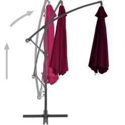 New FinePRICE Riippuva aurinkovarjo alumiinipylväällä 300 cm viininpunainen