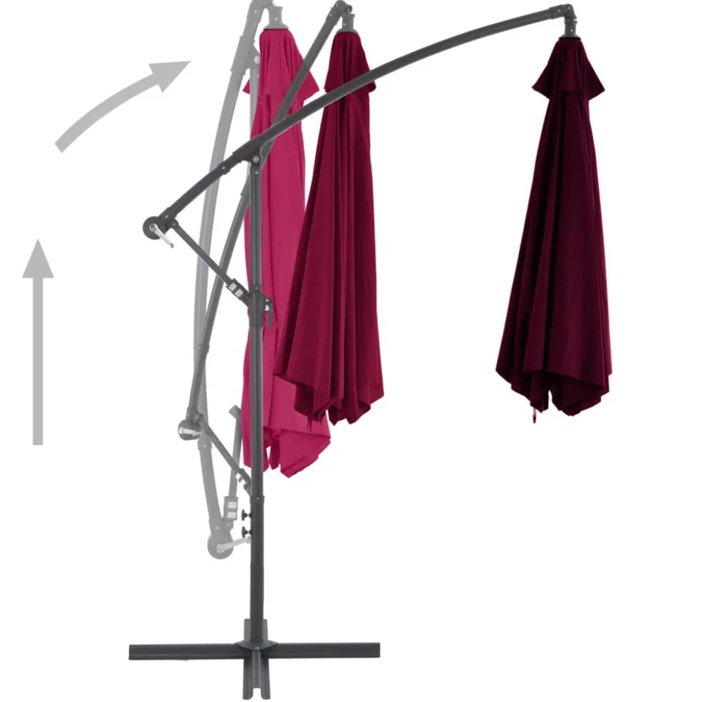 New FinePRICE Riippuva aurinkovarjo alumiinipylväällä 300 cm viininpunainen