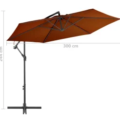 Outlet FinePRICE Riippuva aurinkovarjo 2 alumiinipylväällä 300 cm terrakotta