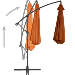 Outlet FinePRICE Riippuva aurinkovarjo 2 alumiinipylväällä 300 cm terrakotta